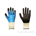 Guantes de nitrilo con borde de nylon azul y negro forrado con nitrilo